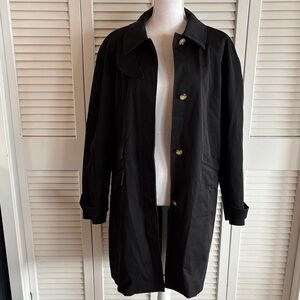 Michael Kors Button In Insulated Lining Trench Coat Black Rain Classic Size XL